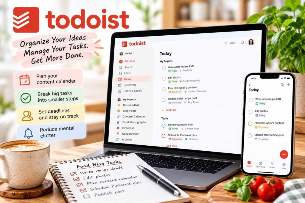 Todoist food blogging tools