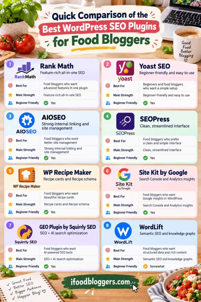 Quick Comparison of the Best WordPress SEO Plugins for Food Bloggers