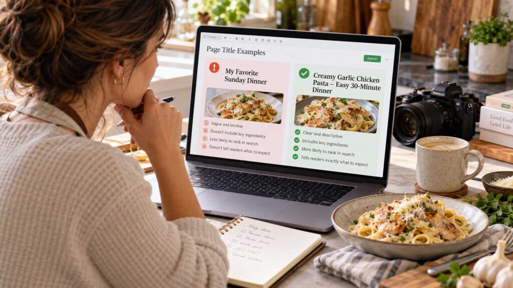 SEO mistakes food bloggers should avoid Confusing Page Titles