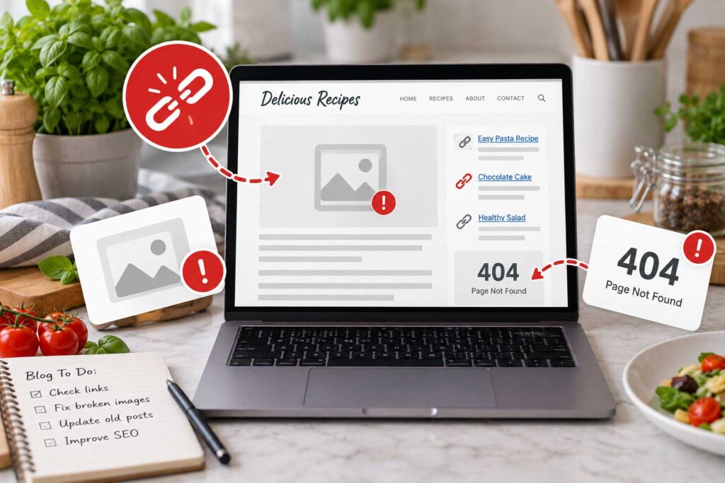recipe SEO mistakes Ignoring Broken Links