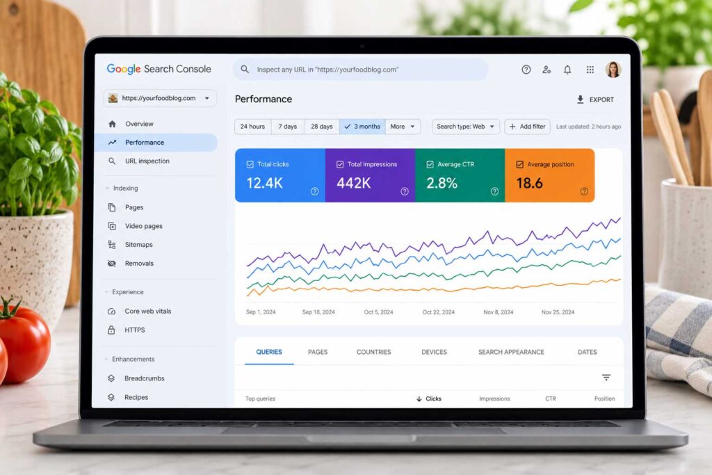 food blog SEO tools Google Search Console