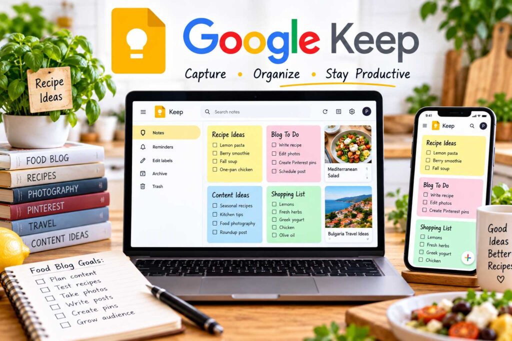 Google Keep food blogger apps