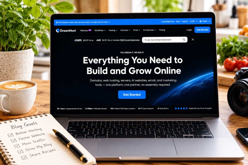 DreamHost cheap hosting for food bloggers