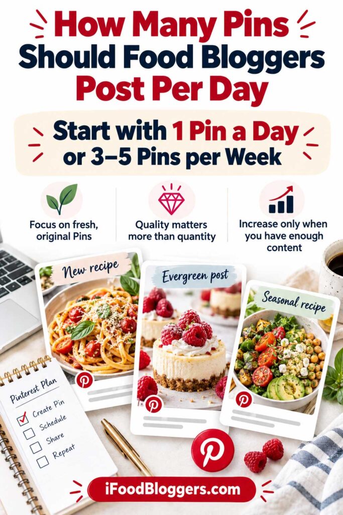 How many Pins per day on Pinterest should food bloggers do