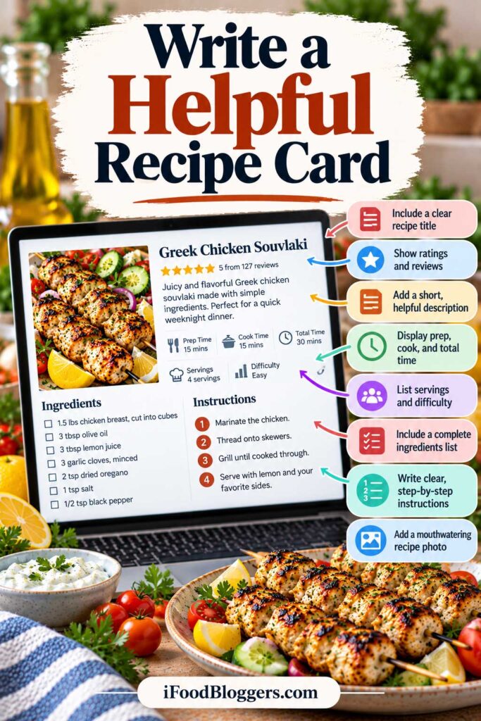 Write a Helpful Recipe Card food blog SEO