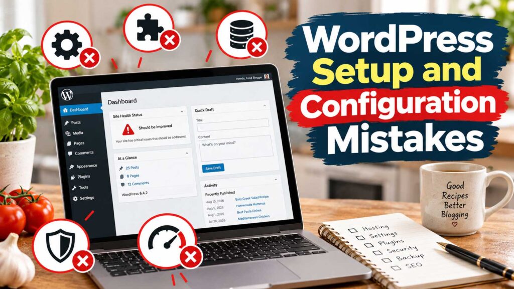beginner WordPress mistakes Setup and Configuration