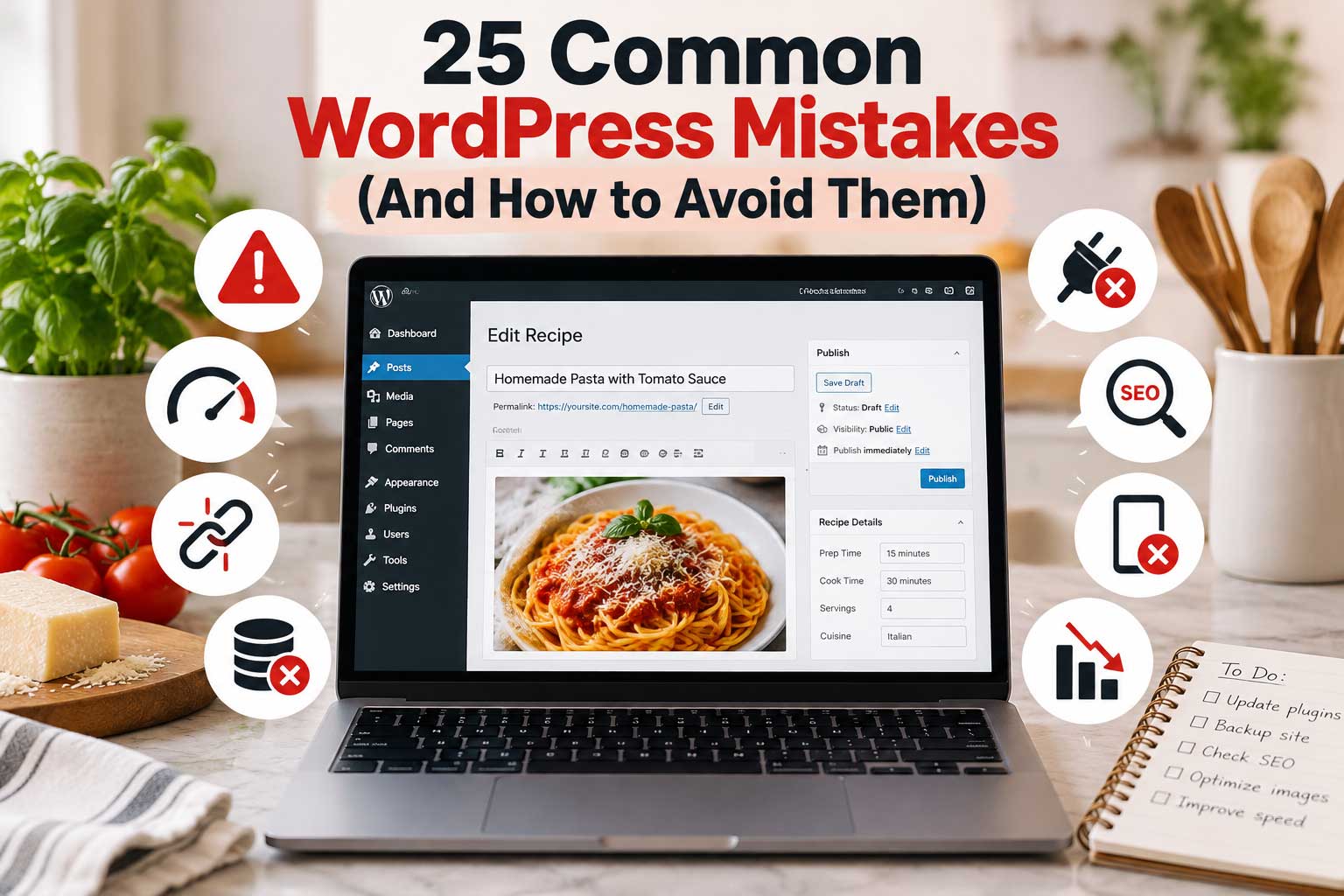 common WordPress mistakes food bloggers make
